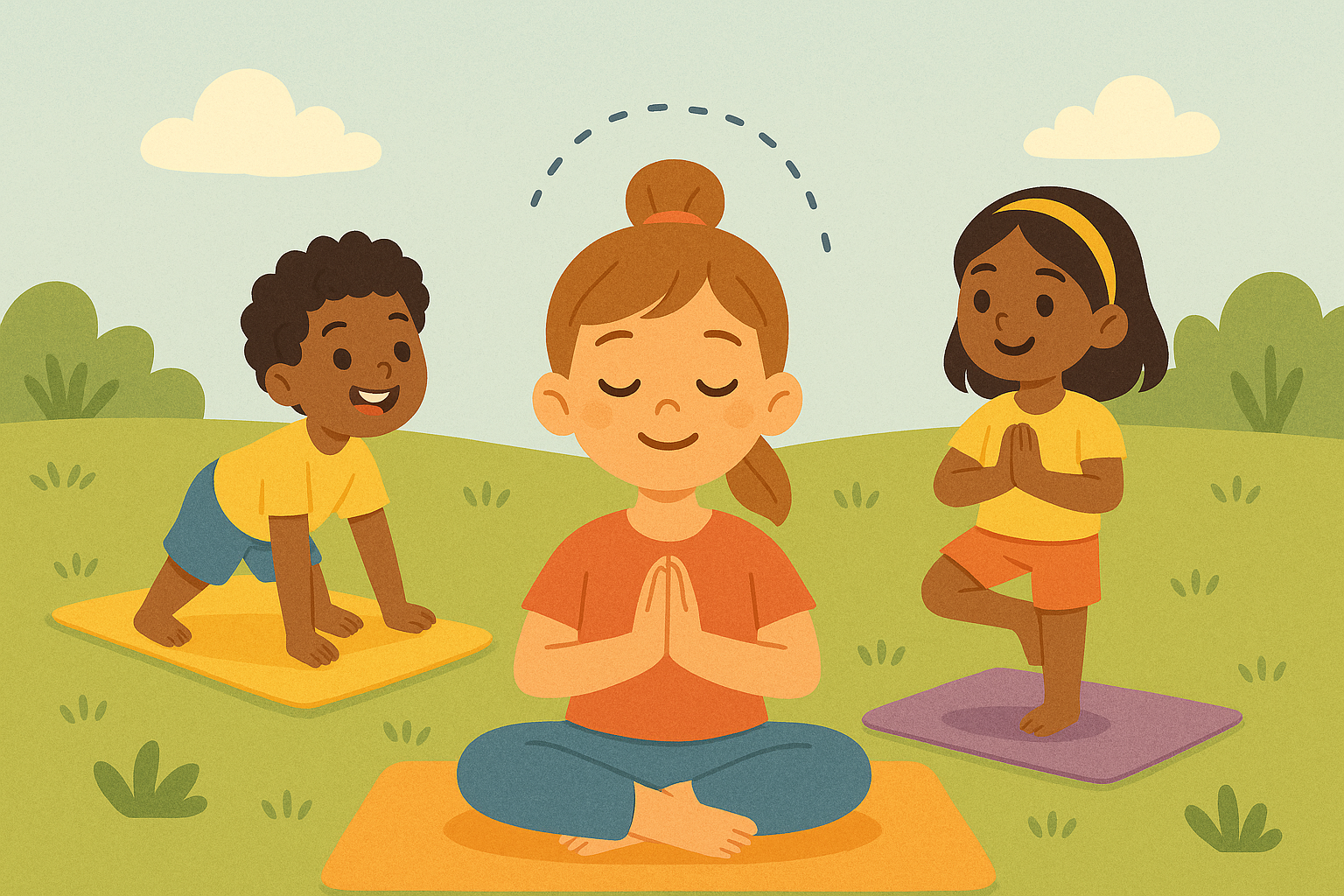Children practicing yoga and mindfulness
